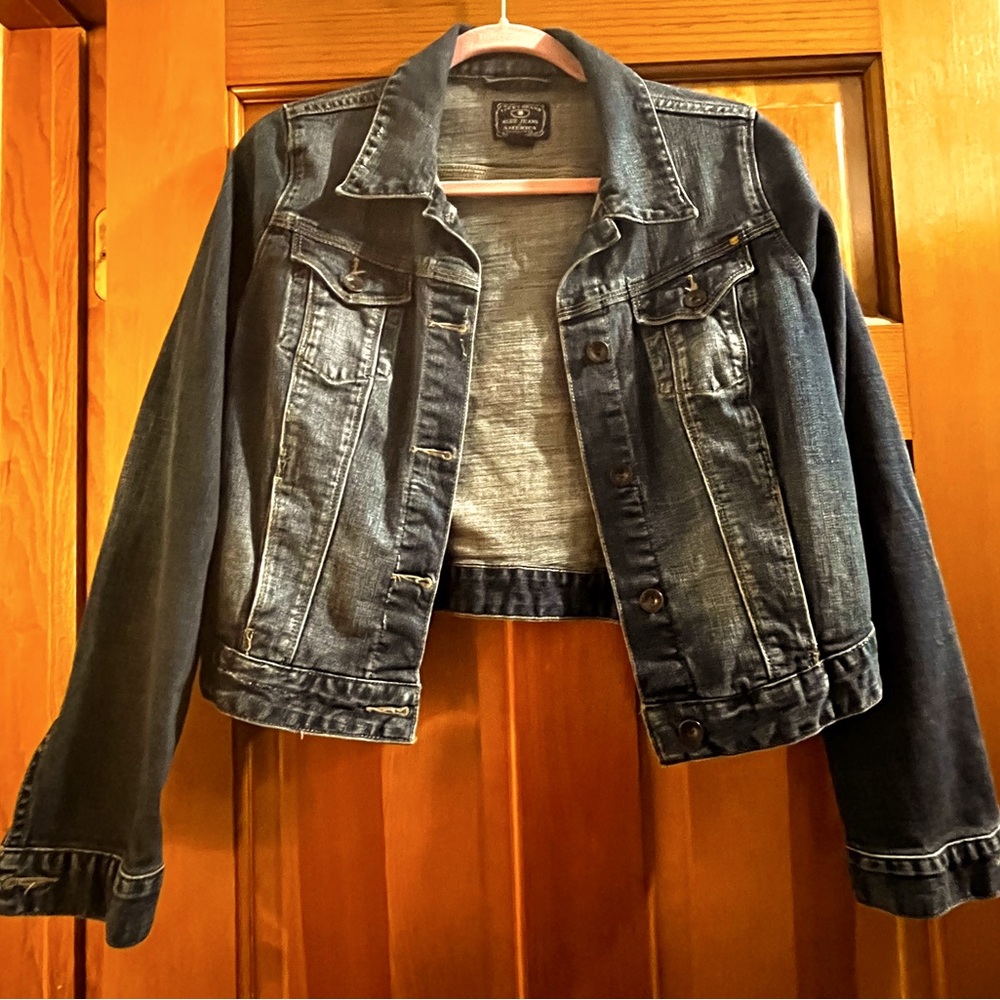 Jean jacket; Lucky Brand; M size; hits at the waist
